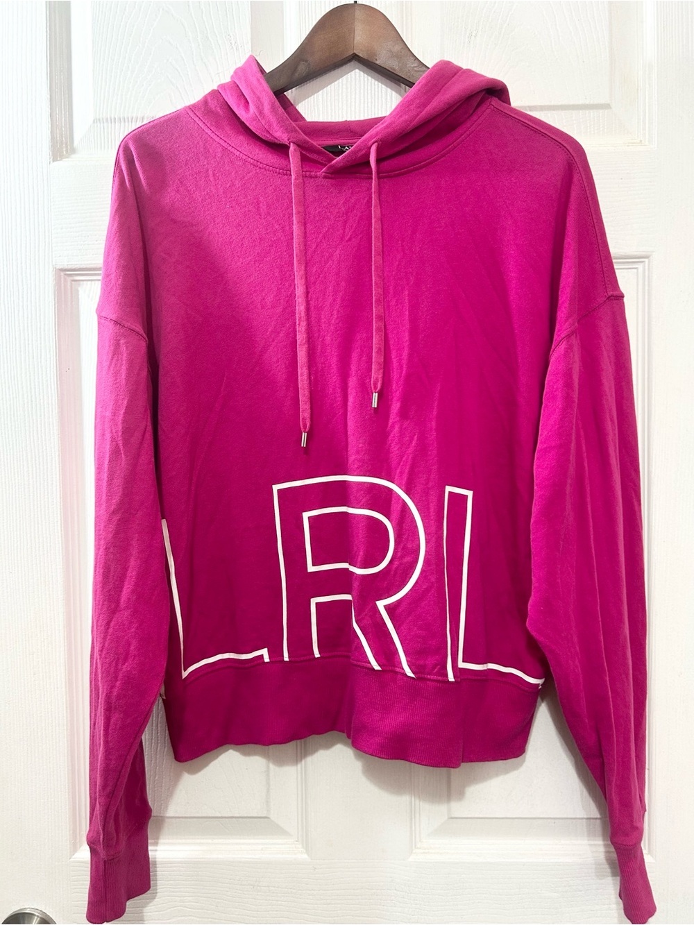 Lauren Ralph Lauren LRL Logo Women's Cropped Hoodie Pink Small